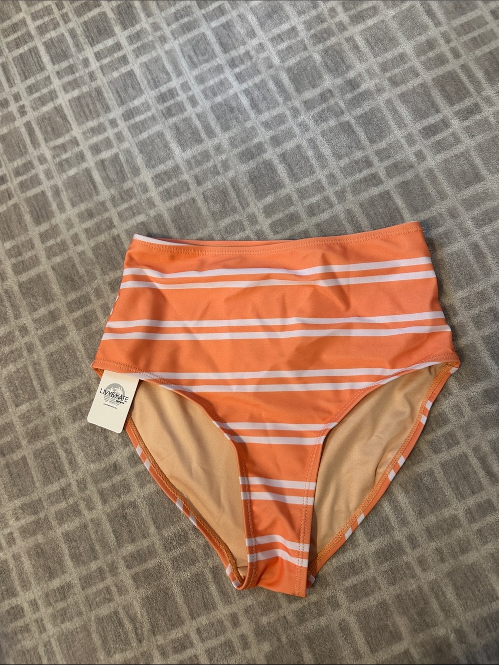 Livy and Kate XXS mid rise NWT Orange and White High-Waist Stripe Bikini Bottom